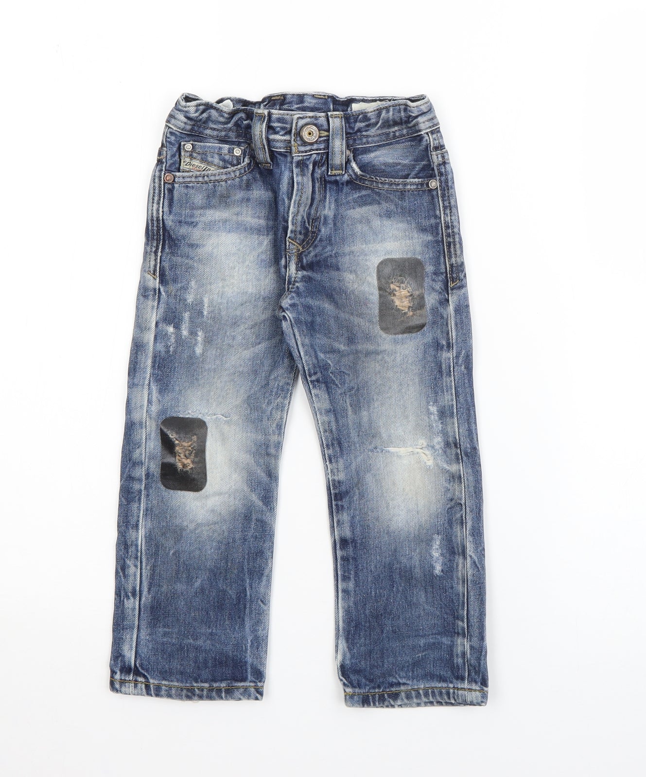 Diesel Boys Blue  Cotton Straight Jeans Size 2 Years  Regular