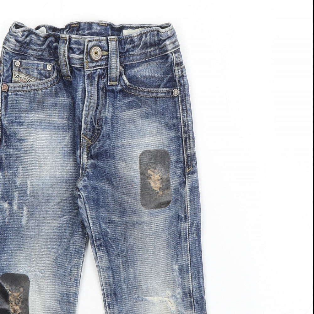 Diesel Boys Blue  Cotton Straight Jeans Size 2 Years  Regular