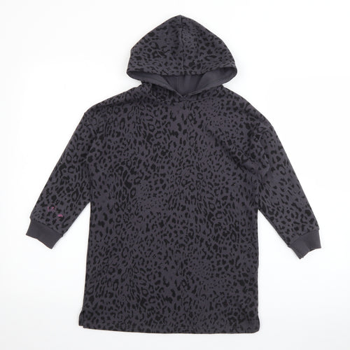George Girls Blue Animal Print Cotton Pullover Hoodie Size 5-6 Years