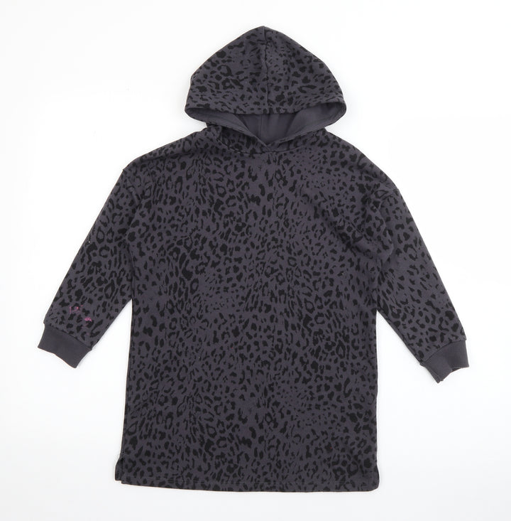 George Girls Blue Animal Print Cotton Pullover Hoodie Size 5-6 Years