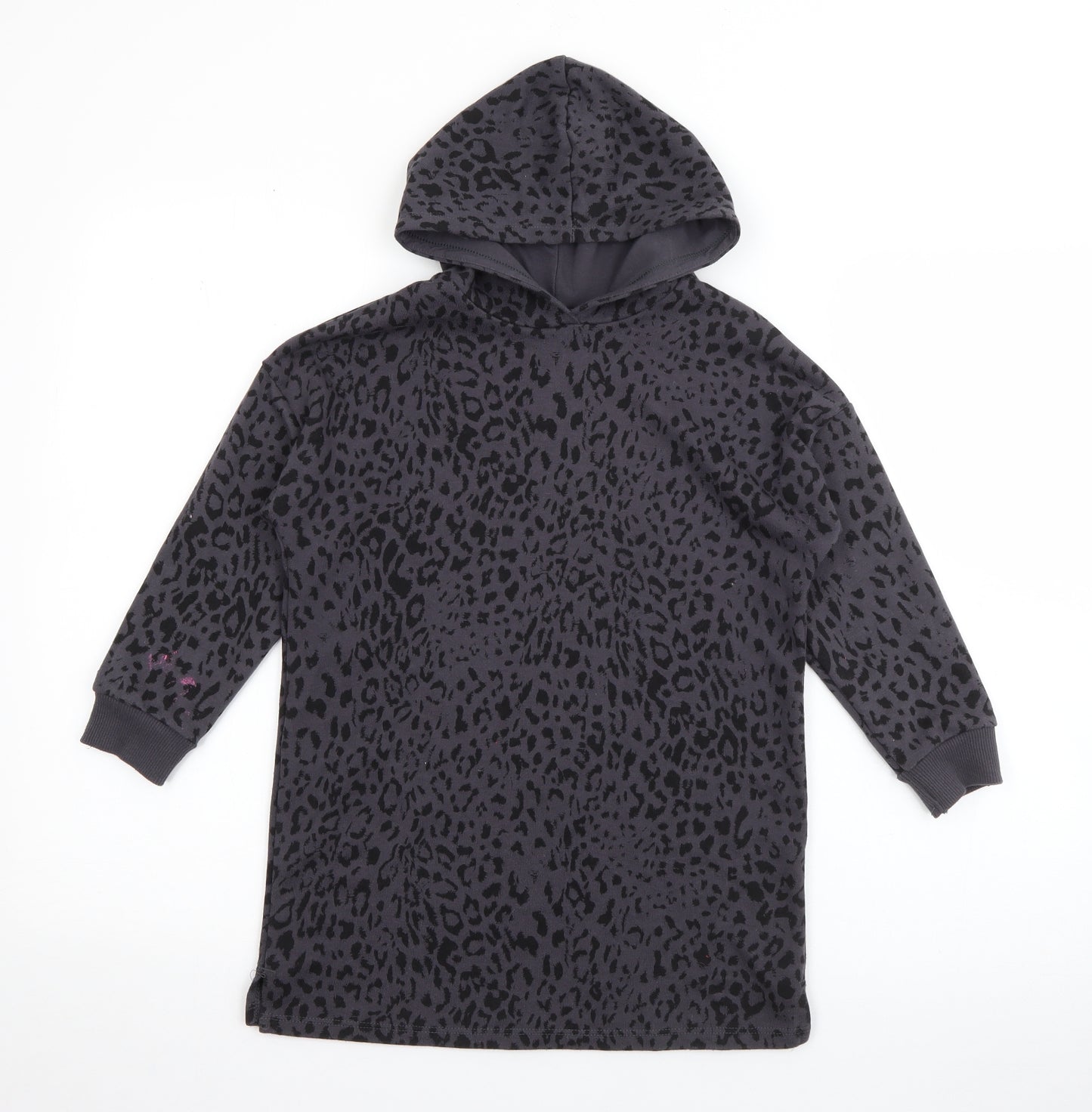 George Girls Blue Animal Print Cotton Pullover Hoodie Size 5-6 Years