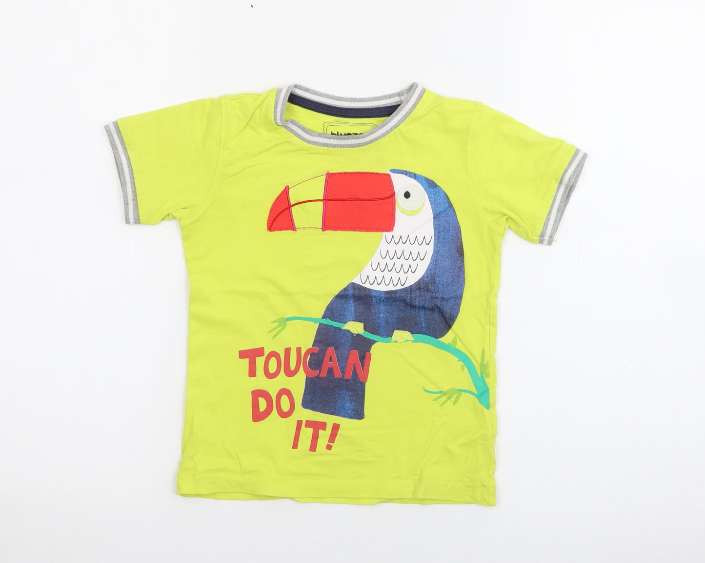 Bluezoo Boys Yellow  Cotton Pullover T-Shirt Size 3-4 Years Crew Neck