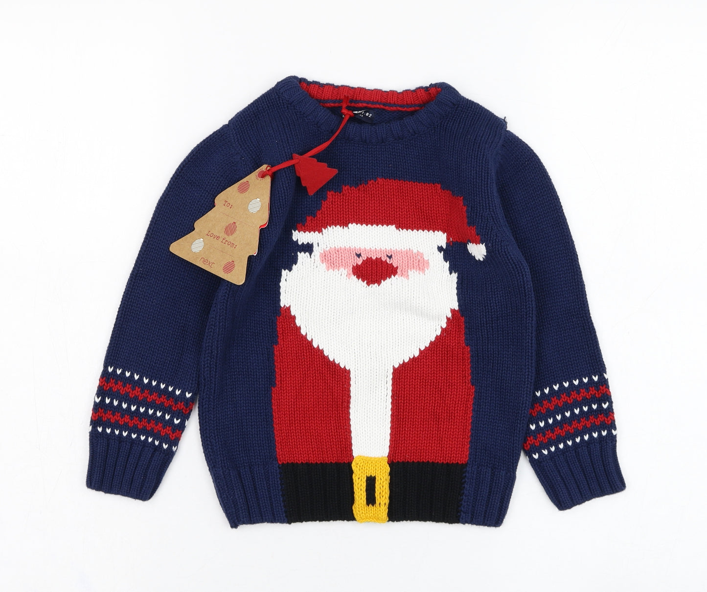 NEXT Boys Blue Round Neck  Cotton Pullover Jumper Size 2-3 Years  Pullover - Christmas