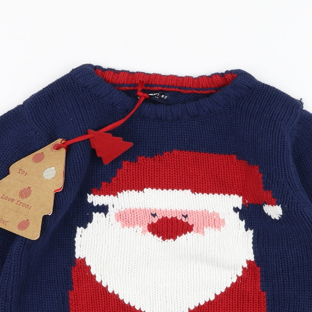 NEXT Boys Blue Round Neck  Cotton Pullover Jumper Size 2-3 Years  Pullover - Christmas