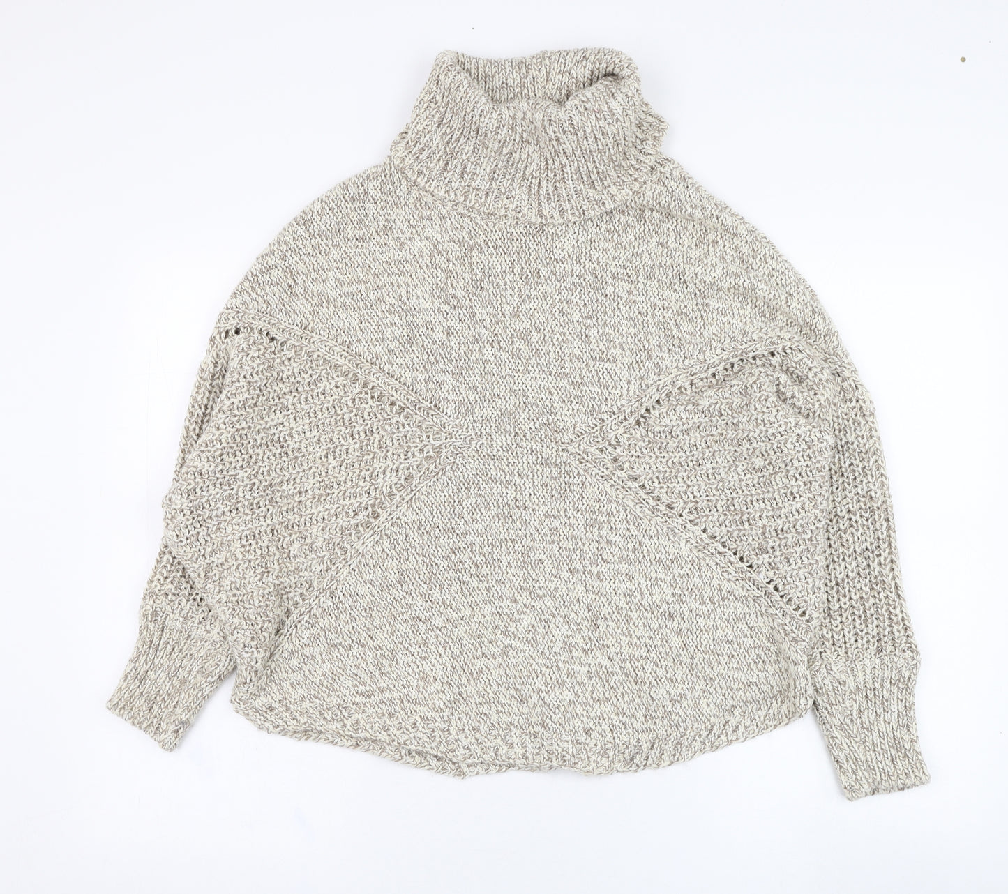 George Womens Beige Roll Neck  Acrylic Pullover Jumper Size M