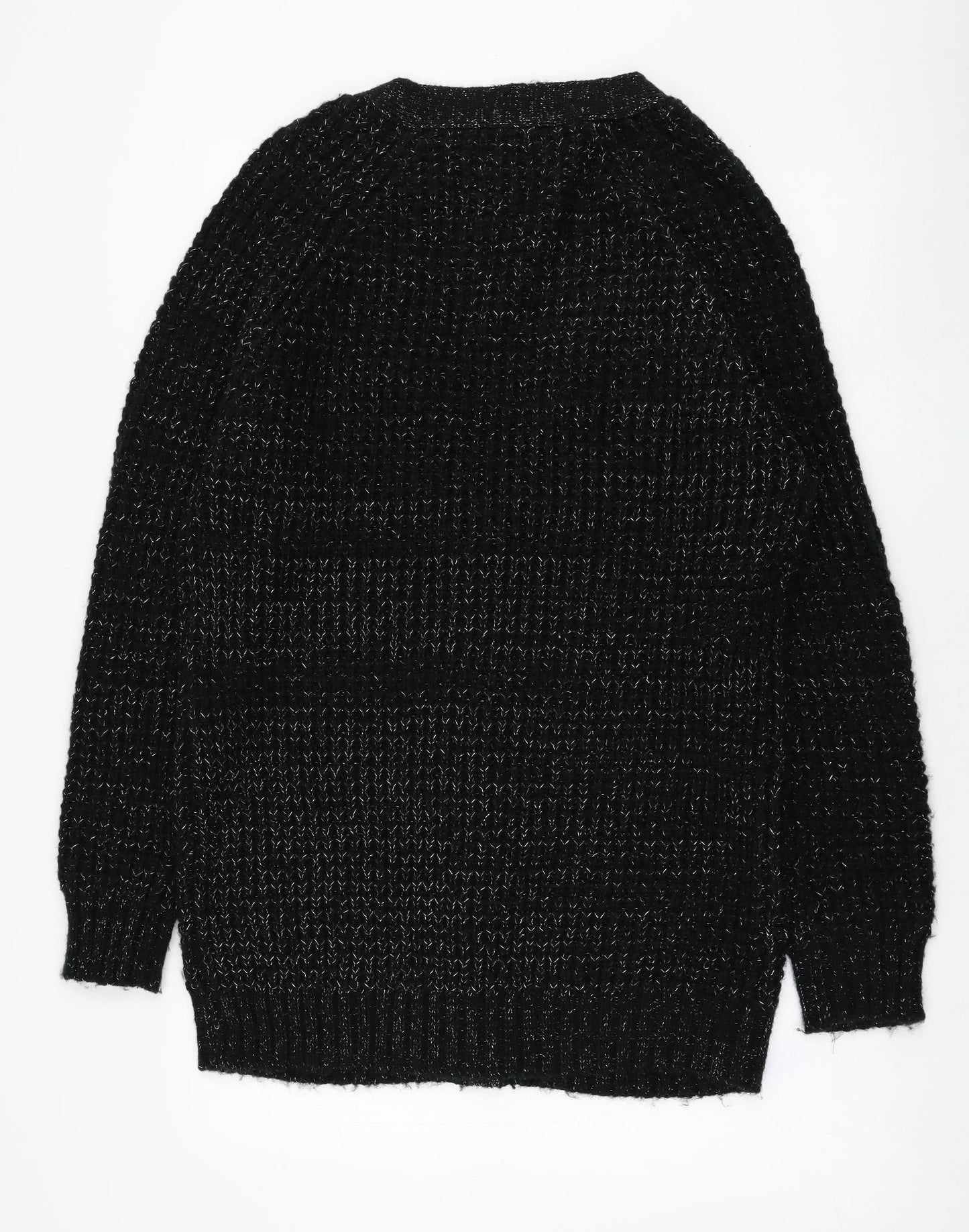Papaya Womens Black V-Neck  Acrylic Cardigan Jumper Size 16