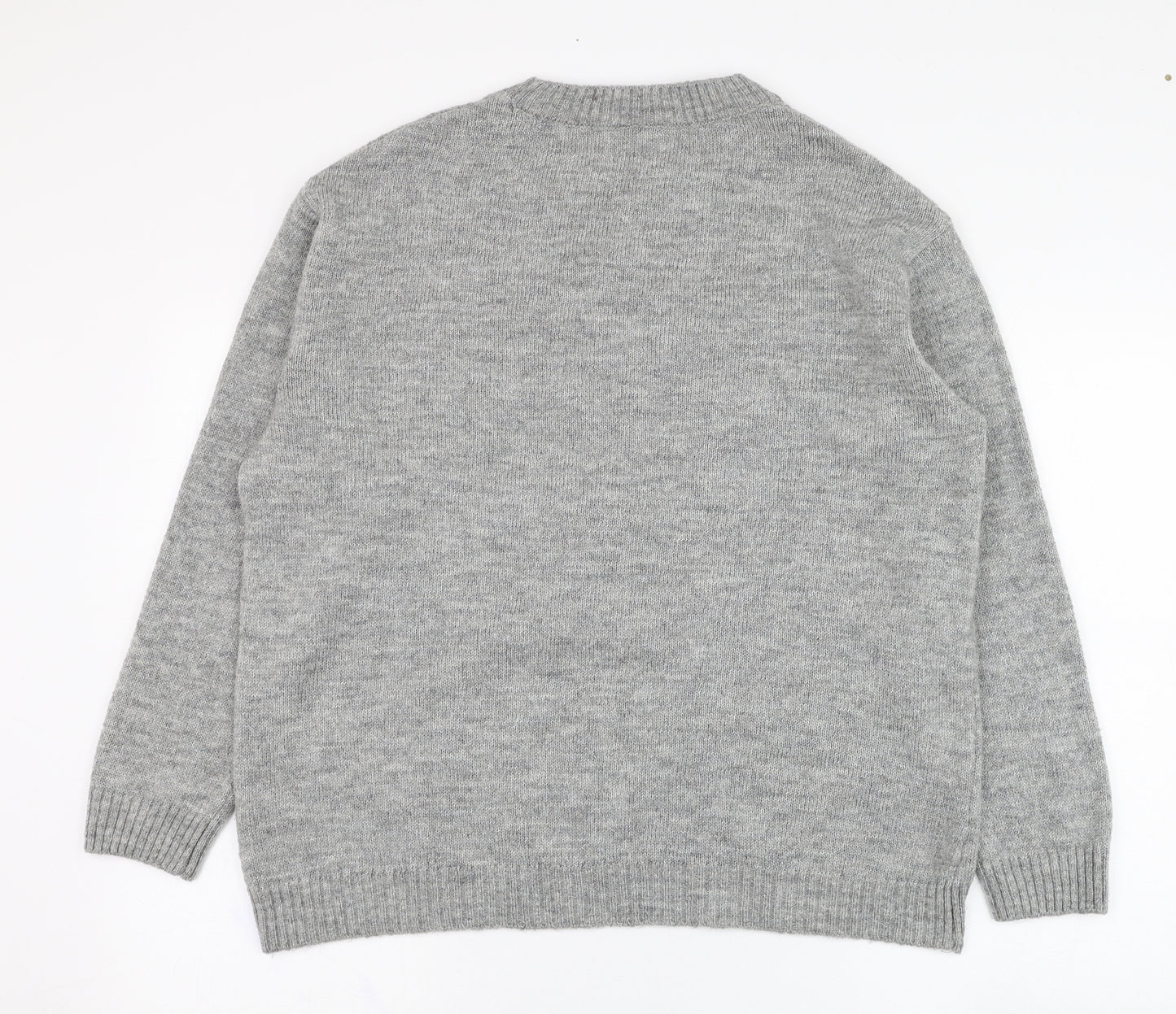George Womens Grey Round Neck  Acrylic Pullover Jumper Size L   - Christmas