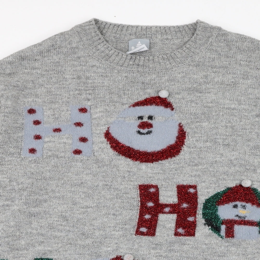 George Womens Grey Round Neck  Acrylic Pullover Jumper Size L   - Christmas