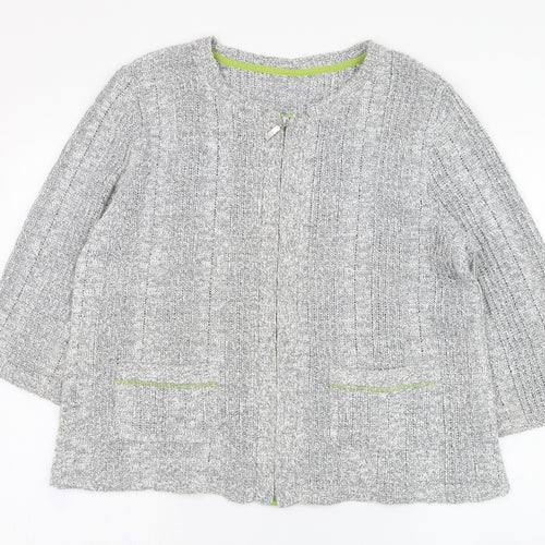 Marks and Spencer Womens Grey Square Neck  Acrylic Full Zip Jumper Size XL