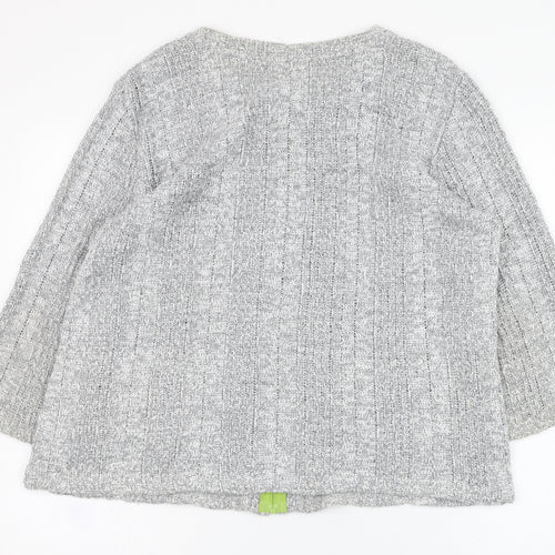 Marks and Spencer Womens Grey Square Neck  Acrylic Full Zip Jumper Size XL