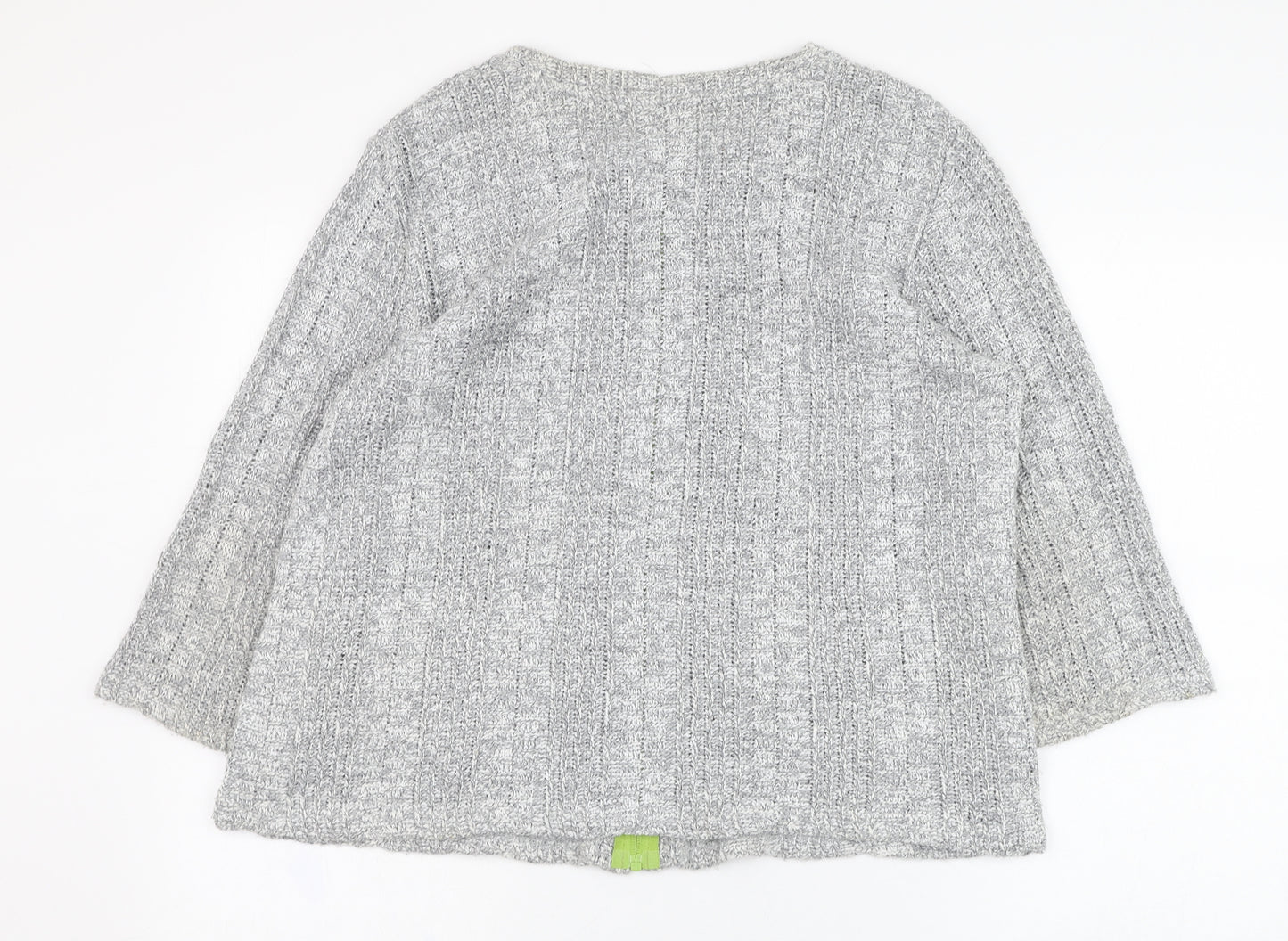 Marks and Spencer Womens Grey Square Neck  Acrylic Full Zip Jumper Size XL