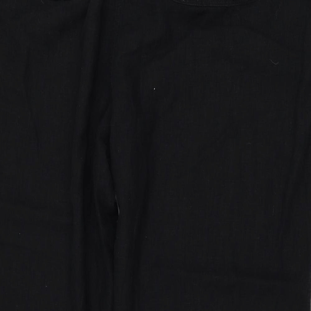 Peacocks Womens Black  Linen Cropped Trousers Size 20 L25 in Regular
