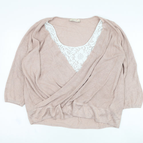 Marks and Spencer Womens Pink Round Neck  Acrylic Pullover Jumper Size 16
