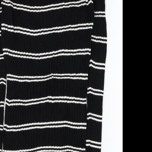 H&M Womens Black Round Neck Striped Acrylic Pullover Jumper Size S
