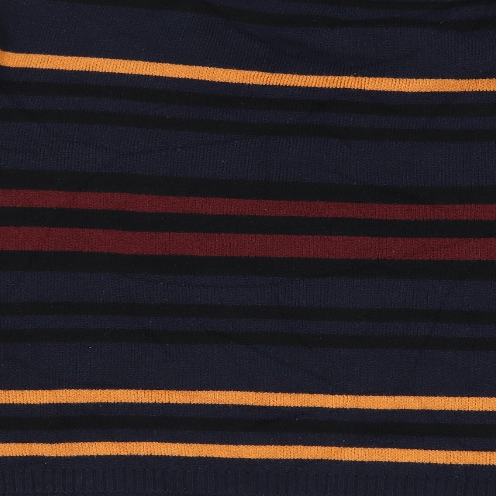 Atmosphere Womens Blue Striped Polyester Cropped T-Shirt Size 18 Round Neck