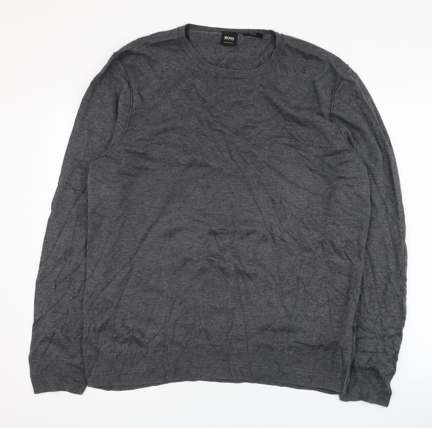 HUGO BOSS Mens Grey Round Neck  Cotton Pullover Jumper Size 3XL