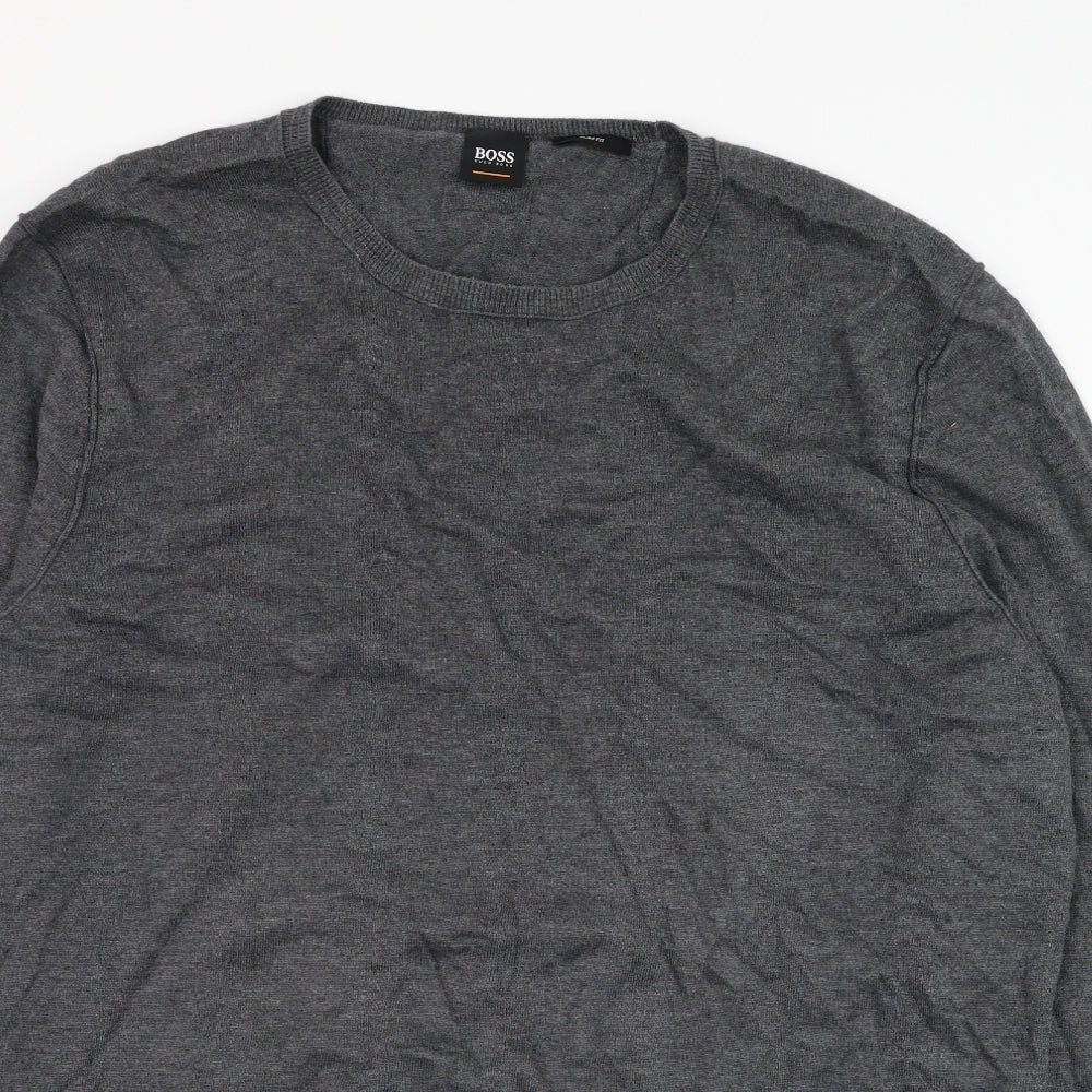 HUGO BOSS Mens Grey Round Neck  Cotton Pullover Jumper Size 3XL