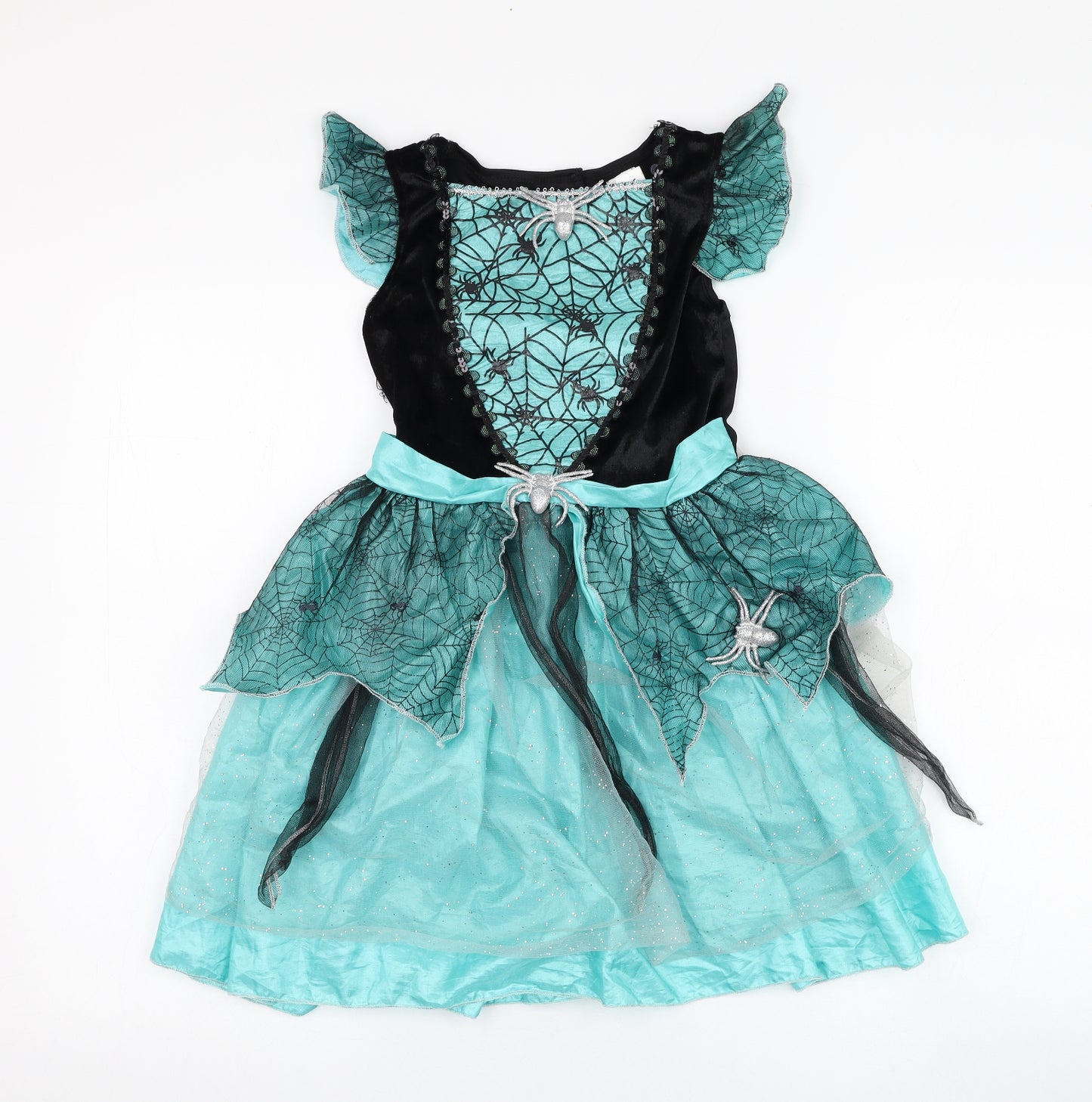 F&F Girls Green  Polyester Tutu Dress  Size 7-8 Years  Square Neck Hook & Loop - Witch, Costume