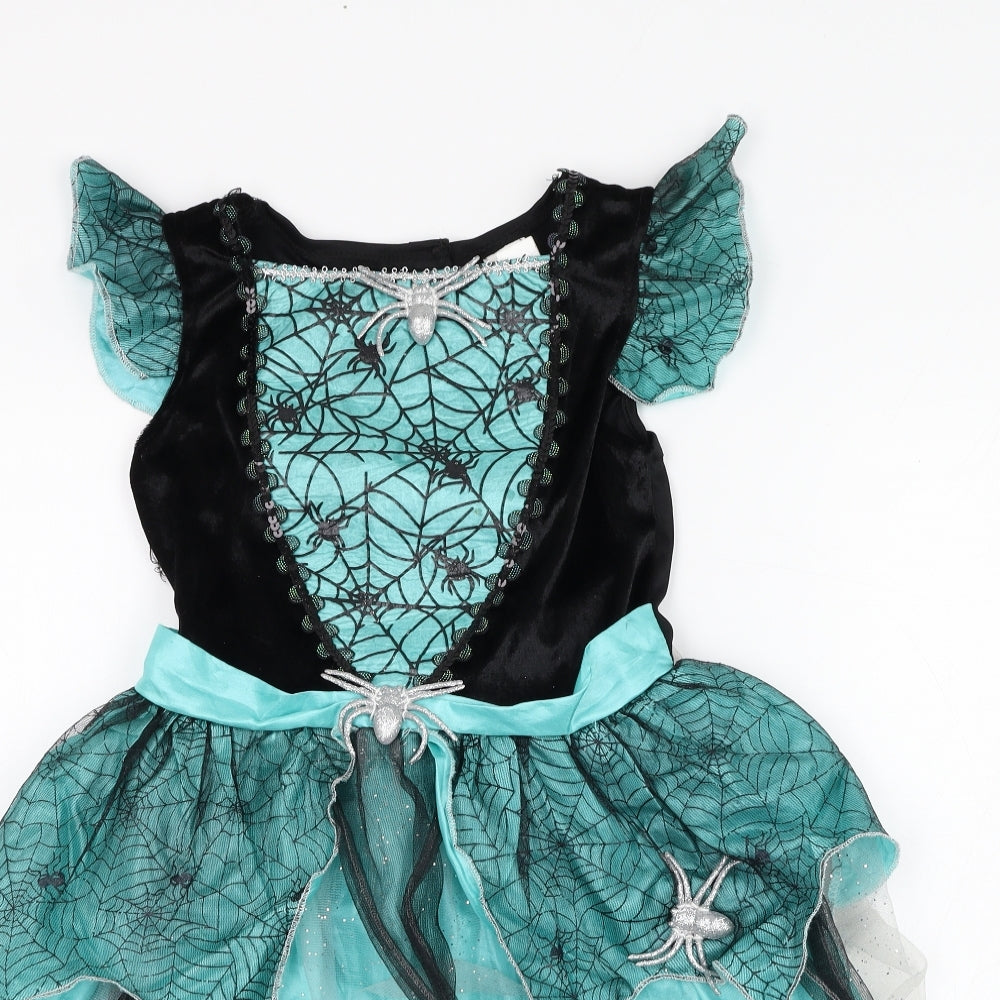 F&F Girls Green  Polyester Tutu Dress  Size 7-8 Years  Square Neck Hook & Loop - Witch, Costume