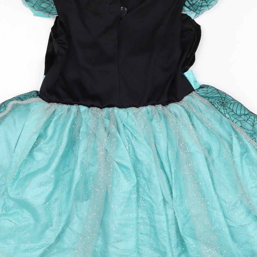 F&F Girls Green  Polyester Tutu Dress  Size 7-8 Years  Square Neck Hook & Loop - Witch, Costume