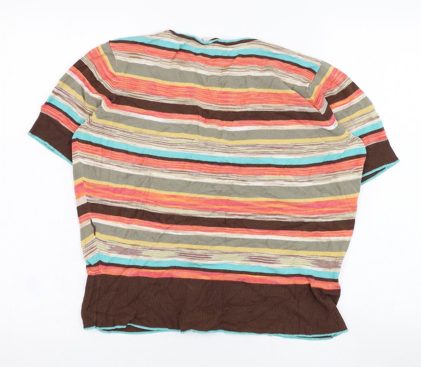 CC Womens Brown V-Neck Striped Viscose Cardigan Jumper Size L