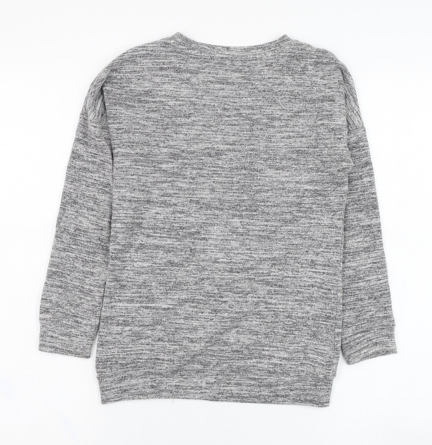 Nutmeg Girls Grey Round Neck  Viscose Pullover Jumper Size 8-9 Years  Pullover - Slogan