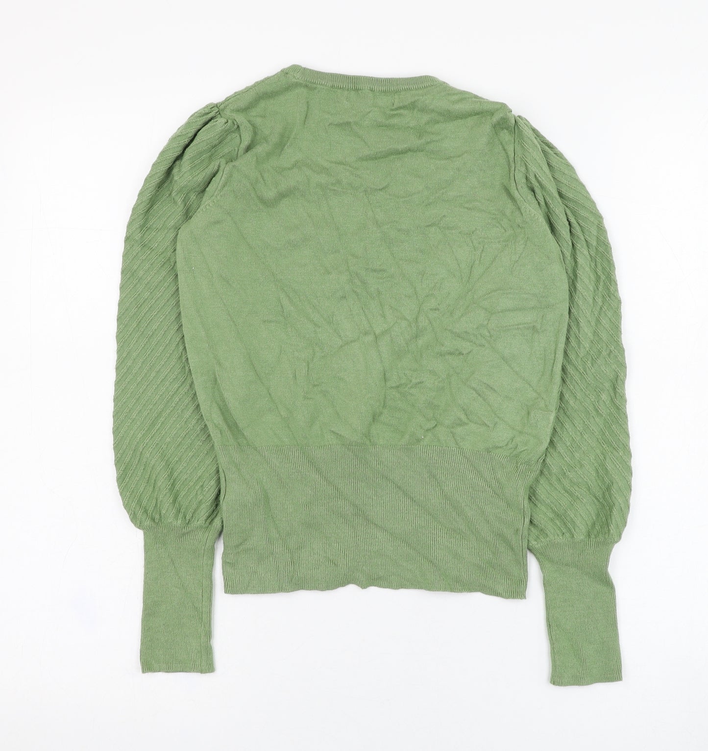 Marks and Spencer Womens Green Round Neck  Viscose Pullover Jumper Size 8