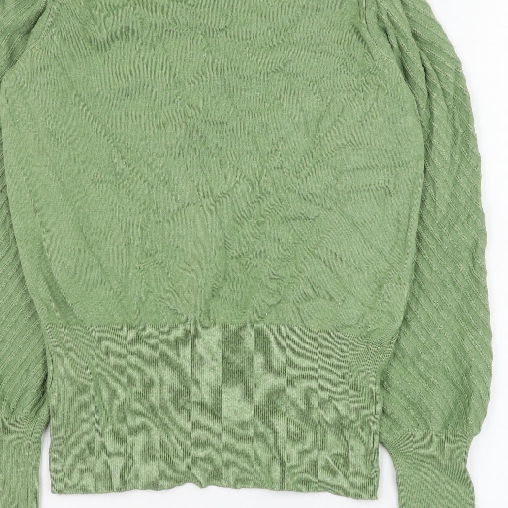Marks and Spencer Womens Green Round Neck  Viscose Pullover Jumper Size 8