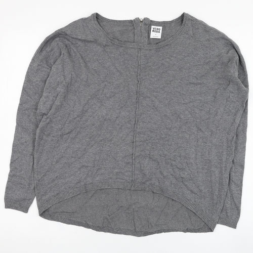 Vera Moda Womens Grey Round Neck  Cotton Pullover Jumper Size XS