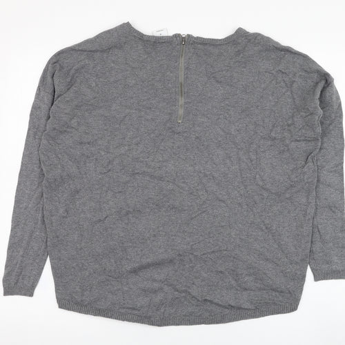 Vera Moda Womens Grey Round Neck  Cotton Pullover Jumper Size XS