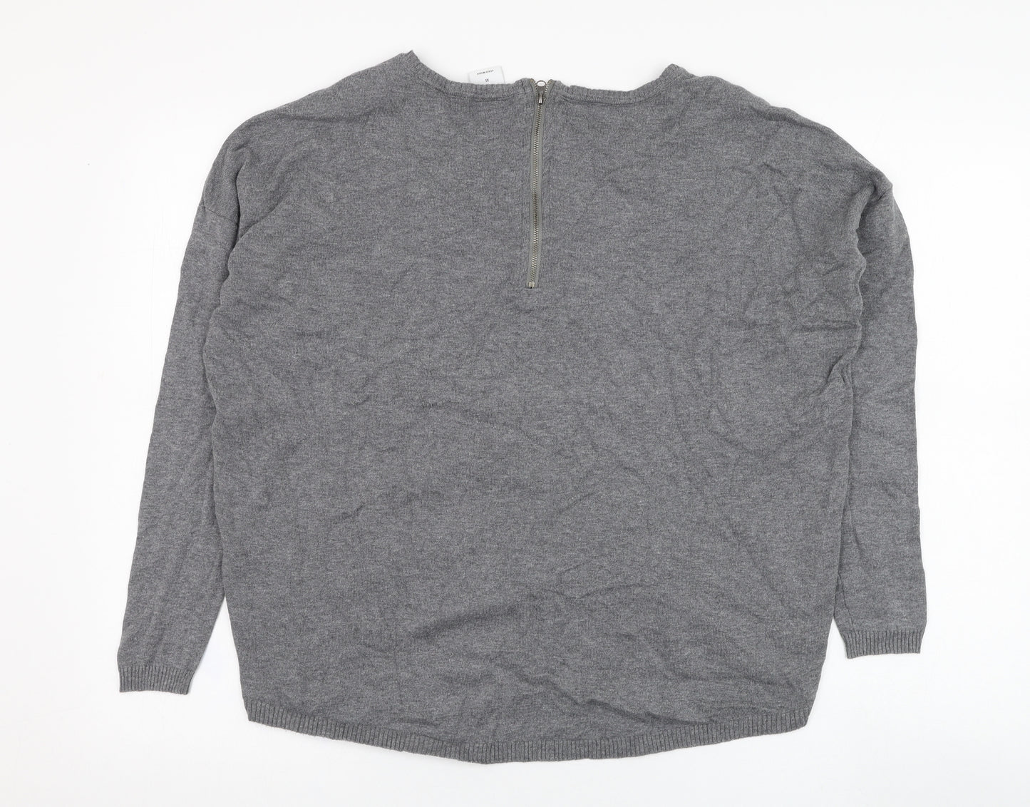 Vera Moda Womens Grey Round Neck  Cotton Pullover Jumper Size XS