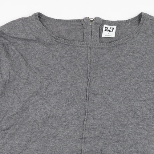 Vera Moda Womens Grey Round Neck  Cotton Pullover Jumper Size XS