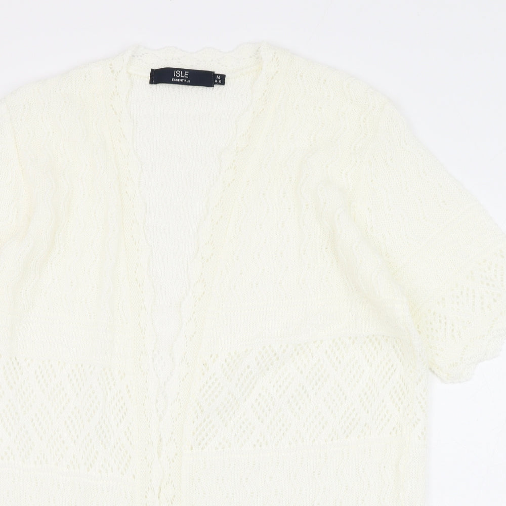 Isle Womens Ivory Square Neck  Acrylic Cardigan Jumper Size 14