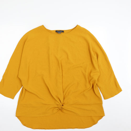 Primark Womens Yellow  Polyester Tunic Blouse Size 18 Boat Neck