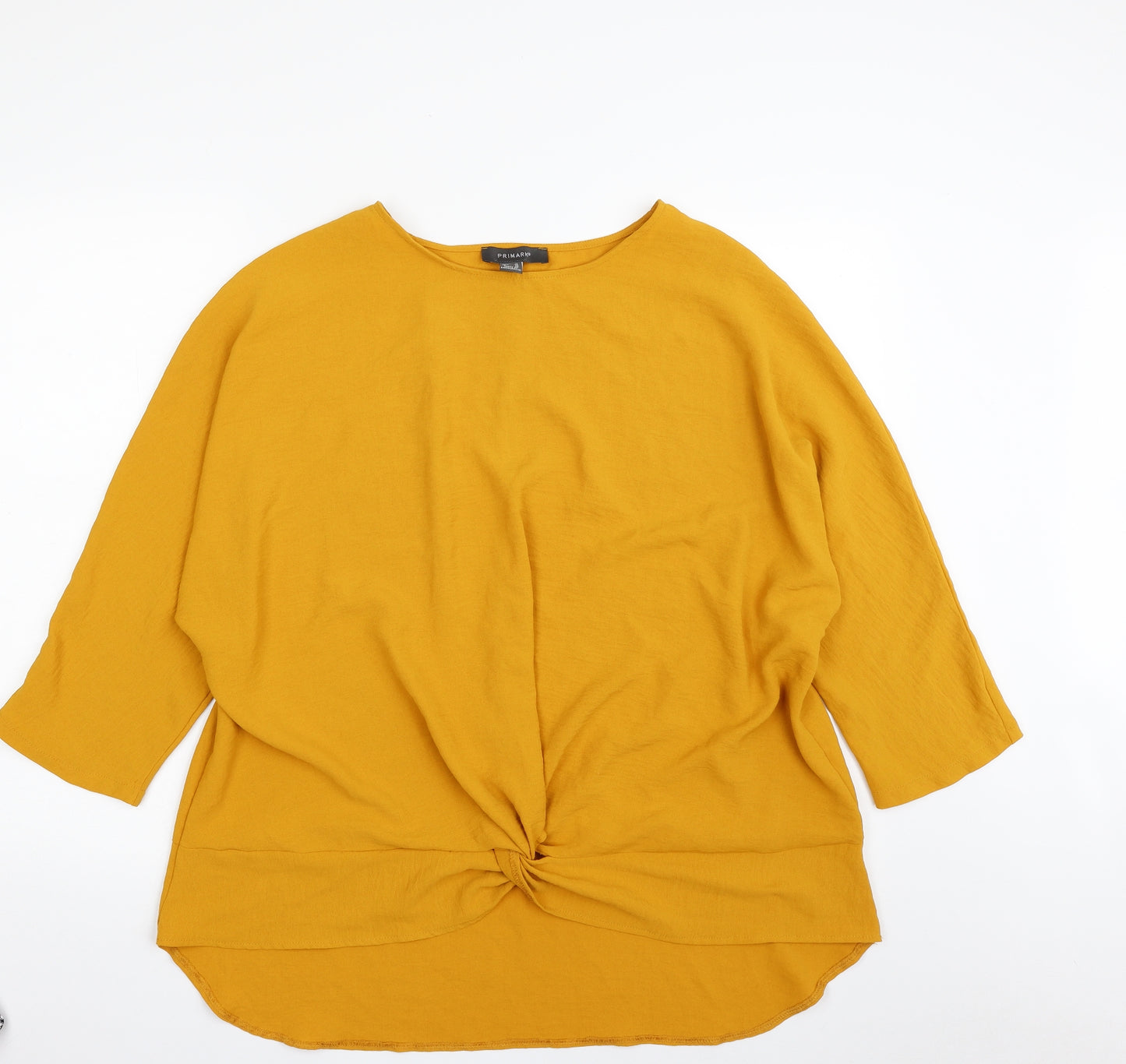 Primark Womens Yellow  Polyester Tunic Blouse Size 18 Boat Neck
