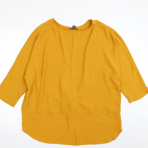 Primark Womens Yellow  Polyester Tunic Blouse Size 18 Boat Neck