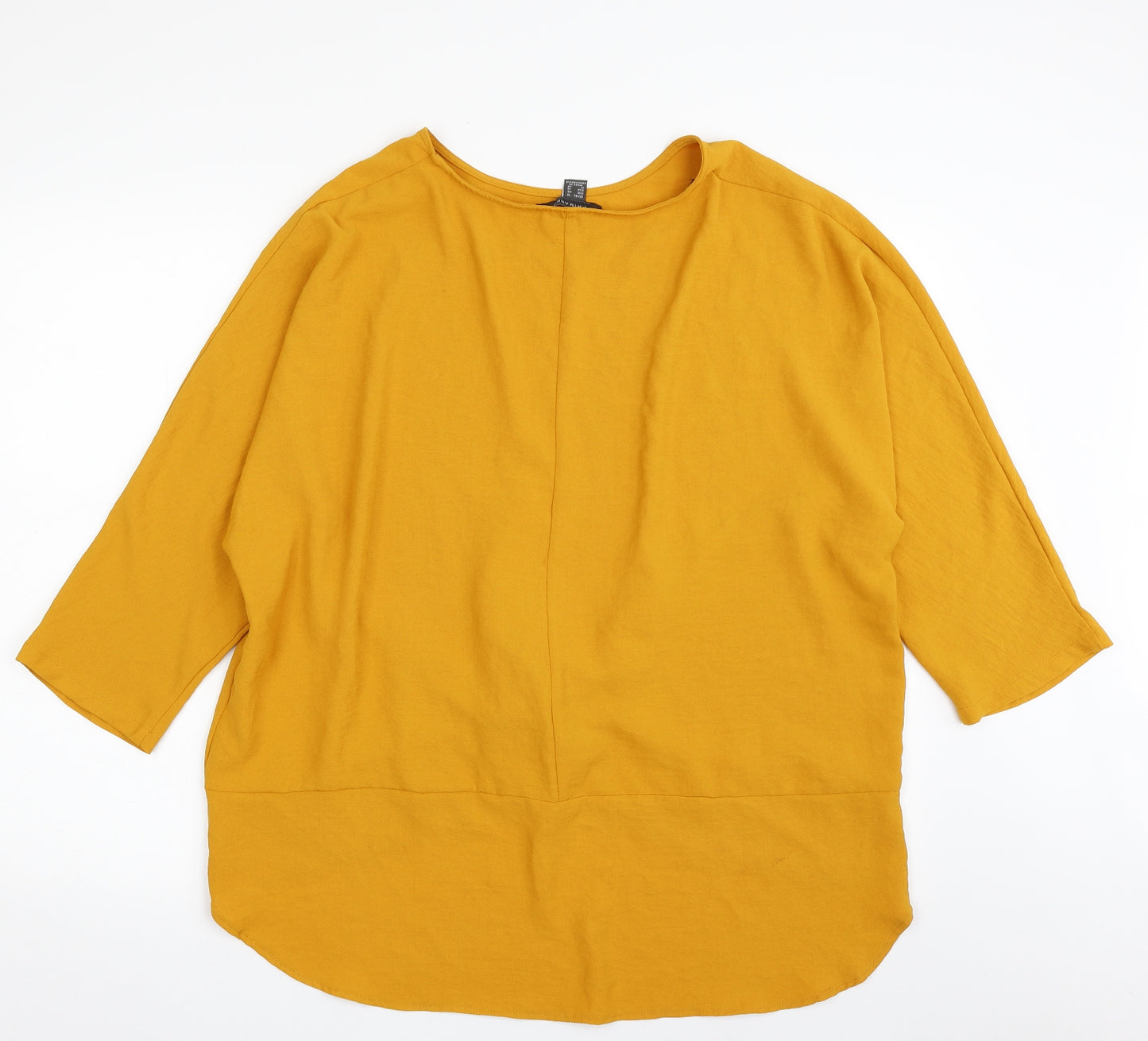 Primark Womens Yellow  Polyester Tunic Blouse Size 18 Boat Neck