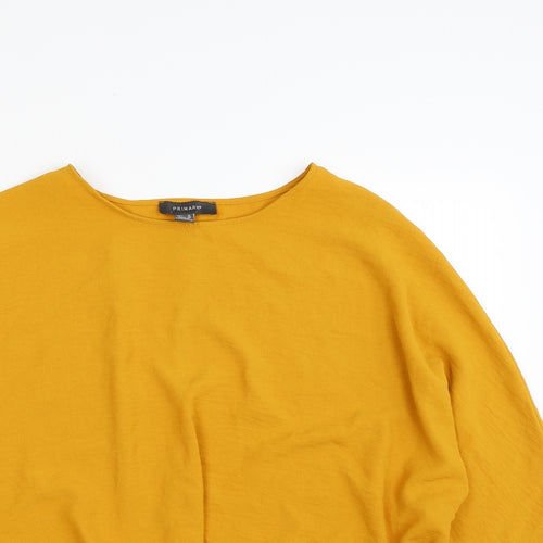 Primark Womens Yellow  Polyester Tunic Blouse Size 18 Boat Neck