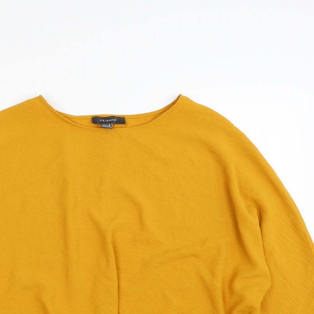Primark Womens Yellow  Polyester Tunic Blouse Size 18 Boat Neck