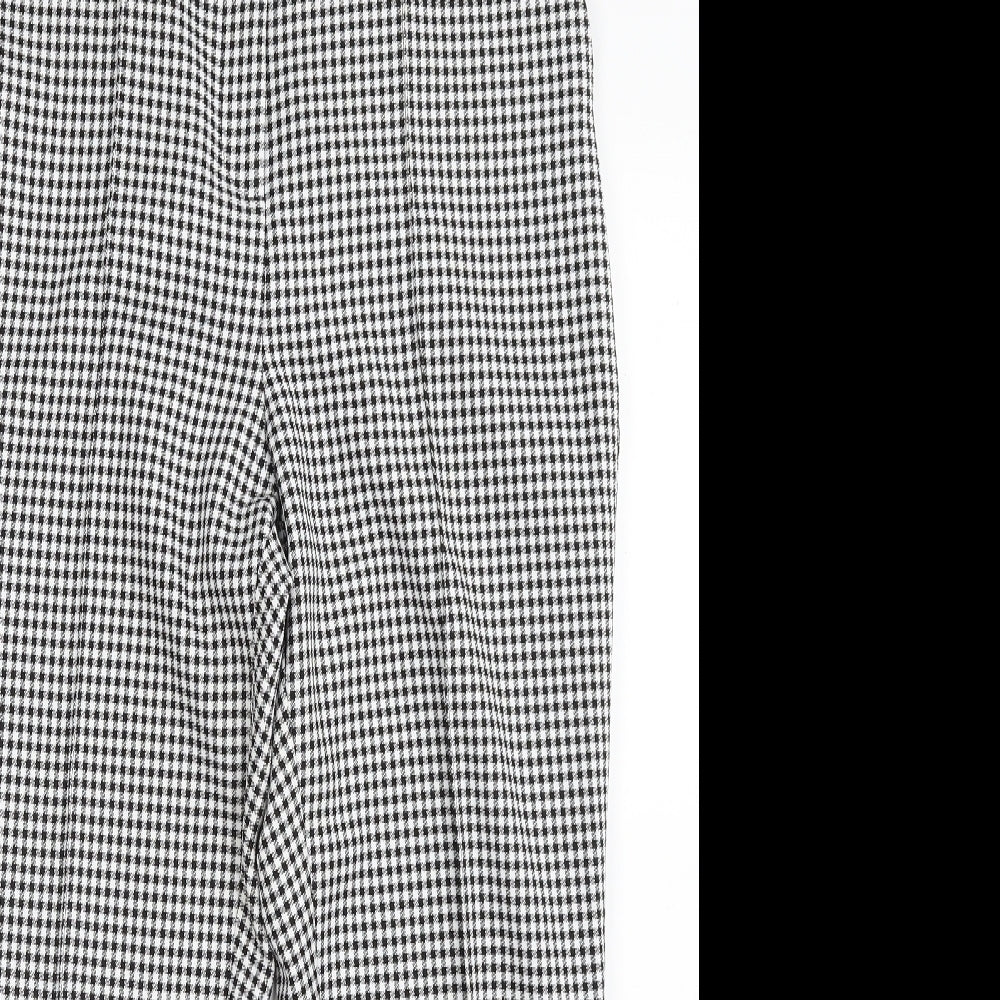 ASOS Womens Black Geometric Polyester Cropped Trousers Size 10 L24 in Regular Zip