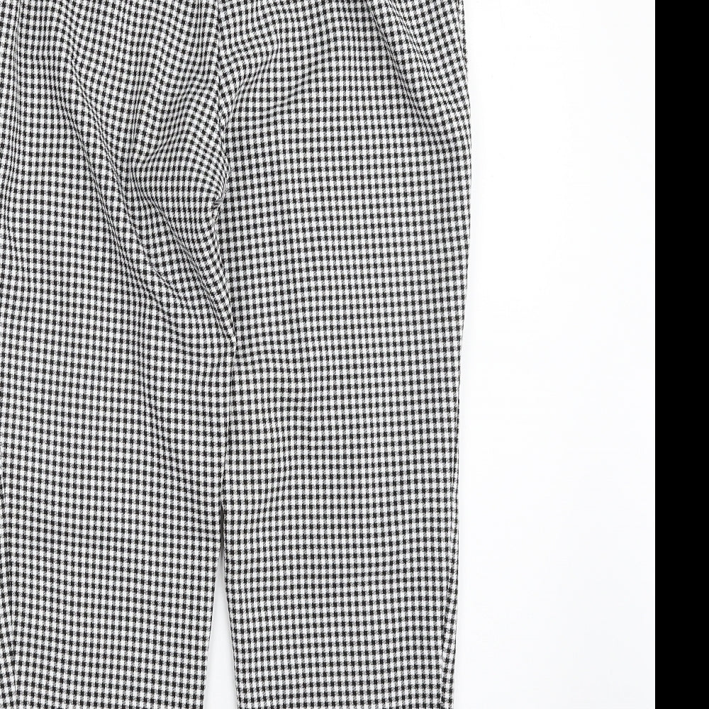 ASOS Womens Black Geometric Polyester Cropped Trousers Size 10 L24 in Regular Zip