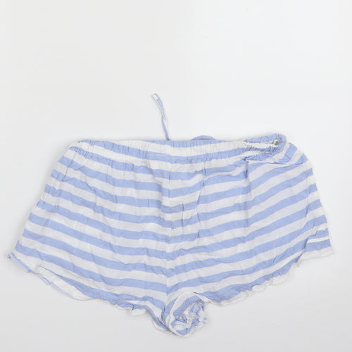 Primark Womens Blue Striped 100% Viscose Hot Pants Shorts Size 12  Regular  - Size 12-14