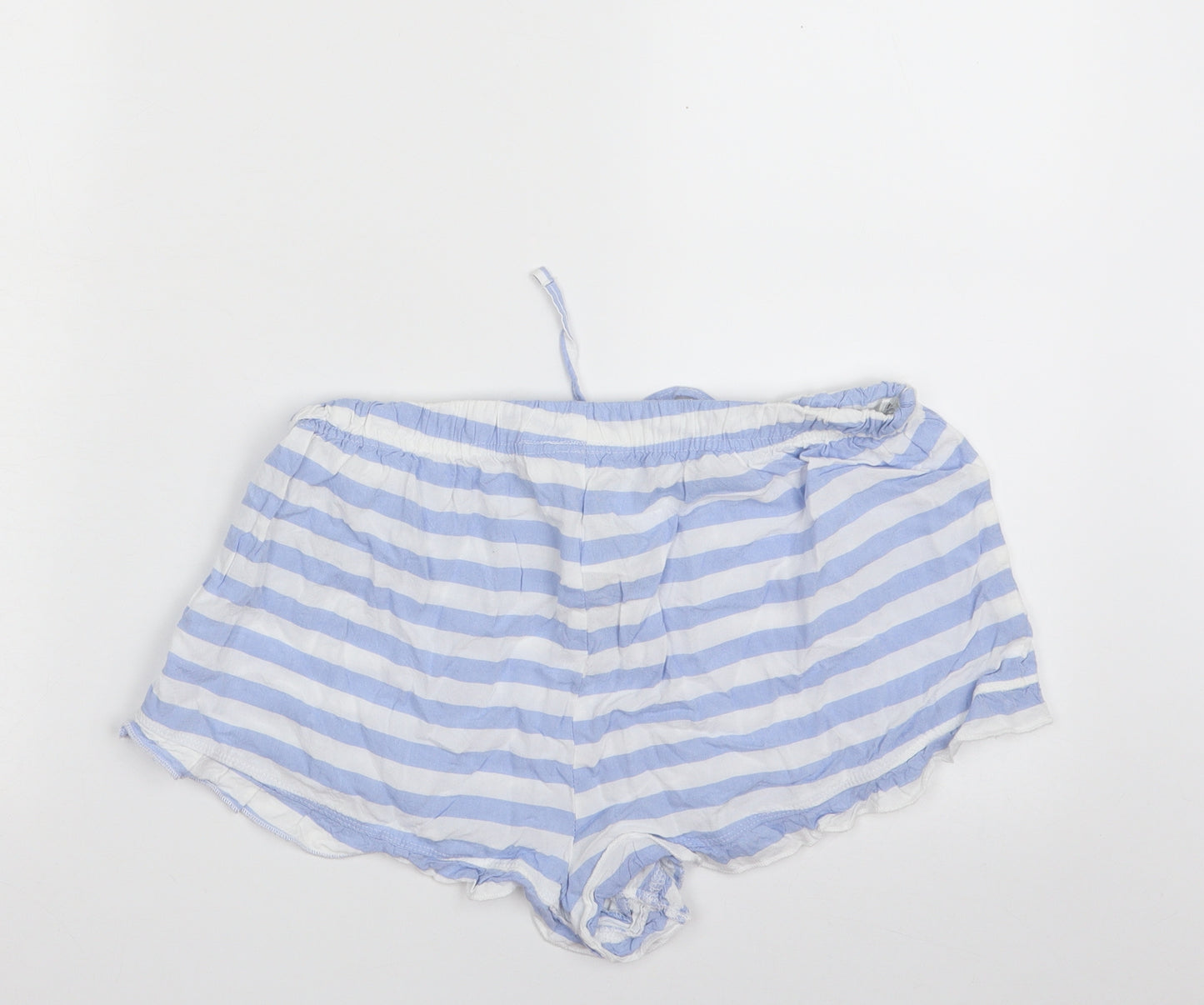 Primark Womens Blue Striped 100% Viscose Hot Pants Shorts Size 12  Regular  - Size 12-14