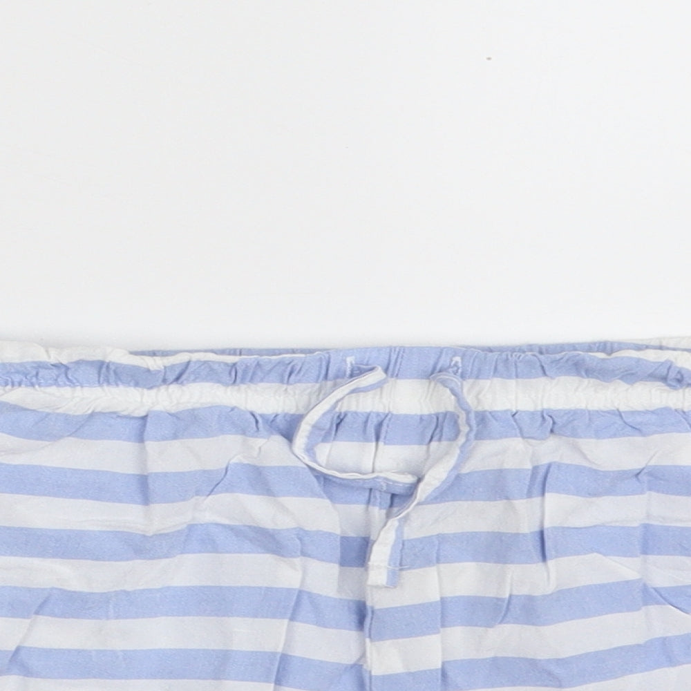 Primark Womens Blue Striped 100% Viscose Hot Pants Shorts Size 12  Regular  - Size 12-14