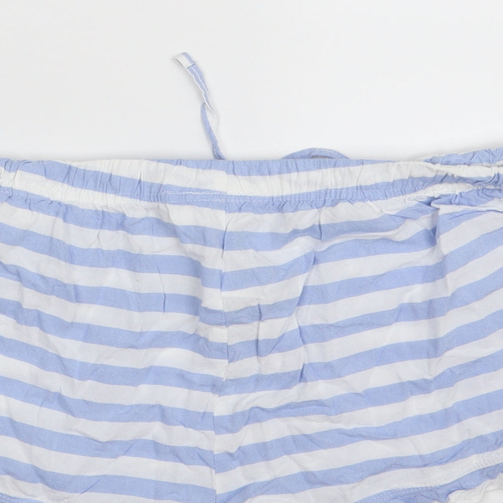 Primark Womens Blue Striped 100% Viscose Hot Pants Shorts Size 12  Regular  - Size 12-14