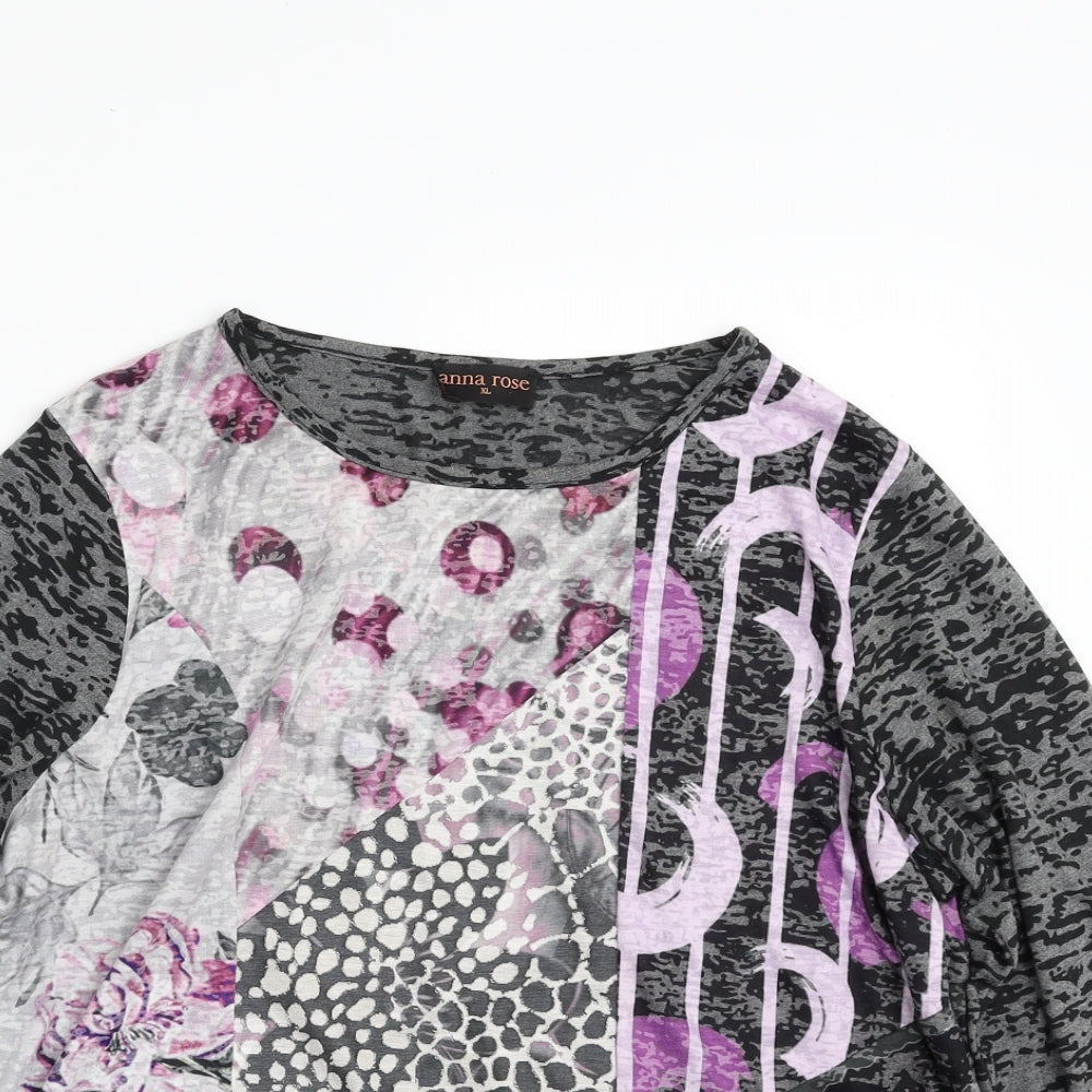 ANNA ROSE  Womens Multicoloured Floral Viscose Basic T-Shirt Size XL Boat Neck