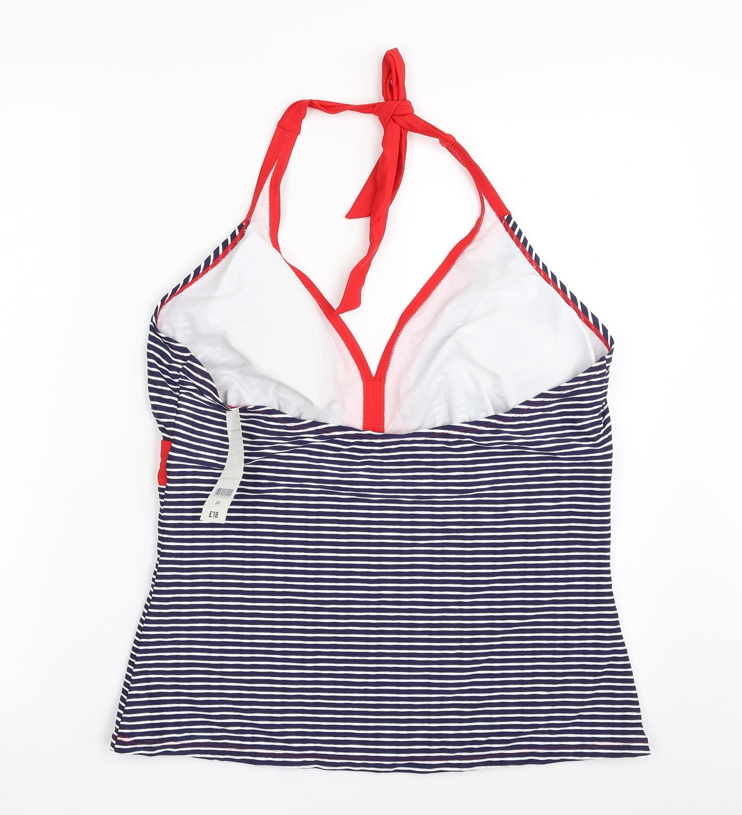 Bonmarché Womens Blue Striped Polyamide Basic Tank Size 20 Halter
