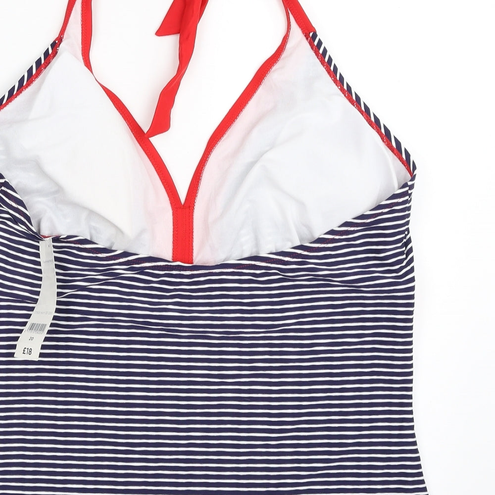 Bonmarché Womens Blue Striped Polyamide Basic Tank Size 20 Halter