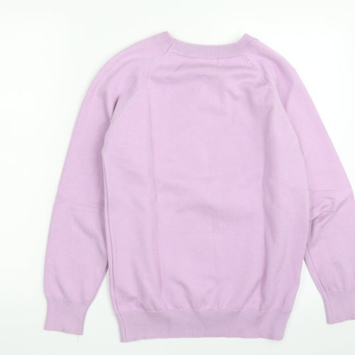 Apricot Womens Purple Crew Neck  Cotton Pullover Jumper Size S   - Love Heart