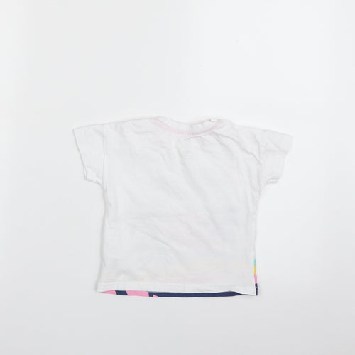 F&F Girls White  100% Cotton Basic T-Shirt Size 9-12 Months Crew Neck Pullover - Little Surfer